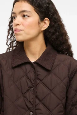 Abrigo acolchado guateado con cuello de pana