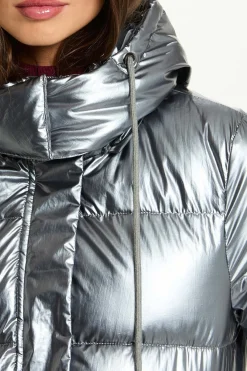 Abrigo acolchado largo brillante