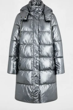 Abrigo acolchado largo brillante