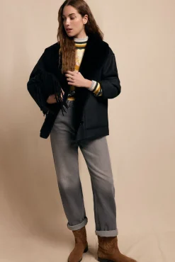 Abrigo corto efecto doble faz