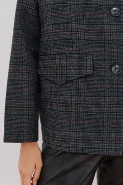 Abrigo corto tejido cuadros