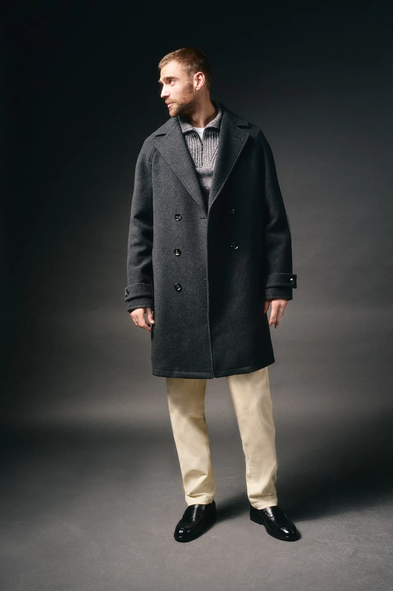 Abrigo cruzado de lana