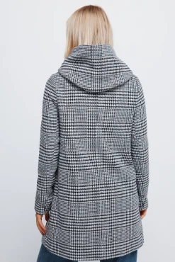Abrigo cuadros botones capucha