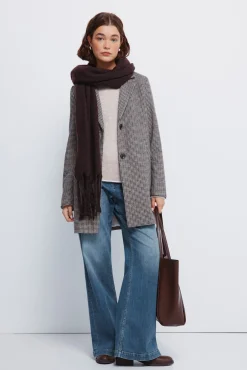 Abrigo cuadros cuello solapa