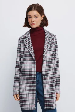 Abrigo cuadros cuello solapa