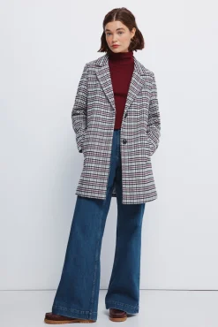 Abrigo cuadros cuello solapa