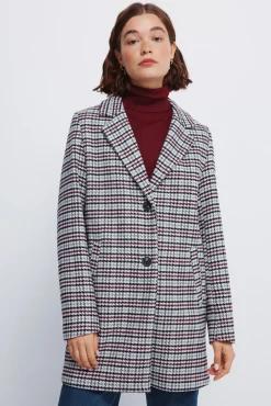 Abrigo cuadros cuello solapa