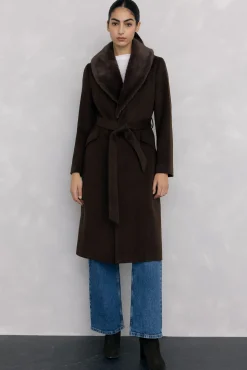 Abrigo cuello efecto pelo