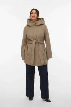 Abrigo de paño con capucha Curve