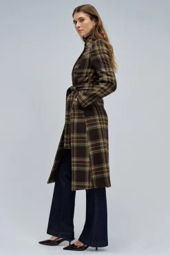 Abrigo de paño grace largo con cinturón