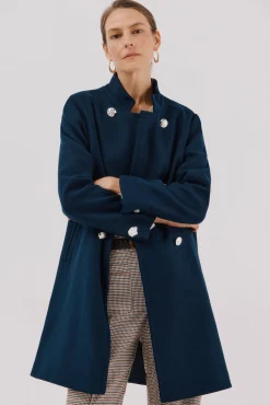 Abrigo doble cruce botón dorado