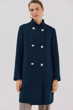 Abrigo doble cruce botón dorado