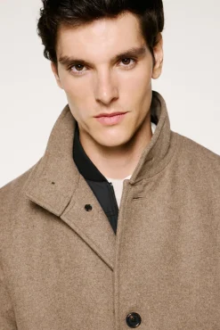 Abrigo lana cuello chimenea