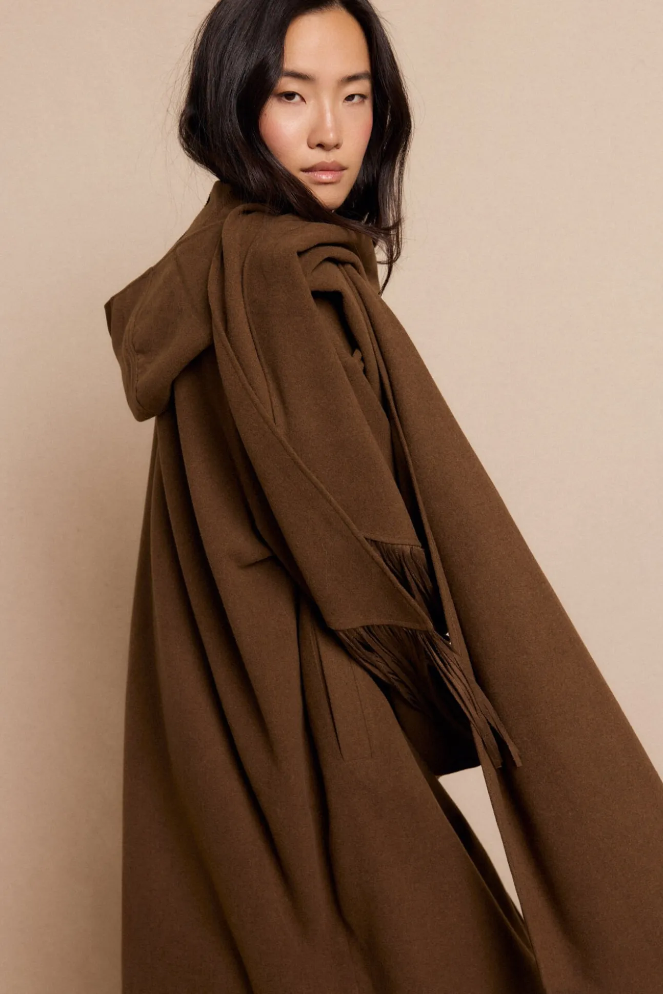 Abrigo largo bufanda