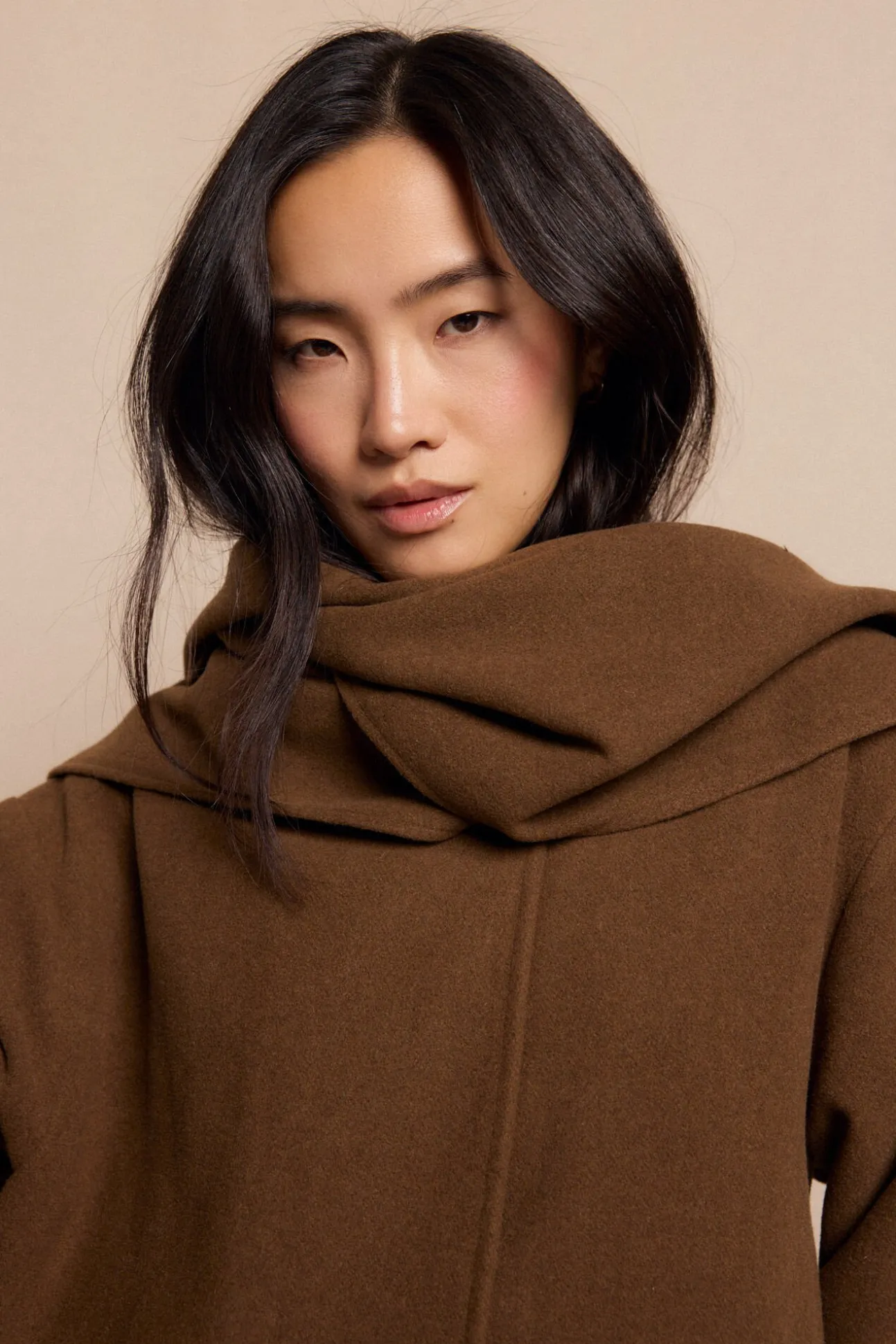 Abrigo largo bufanda