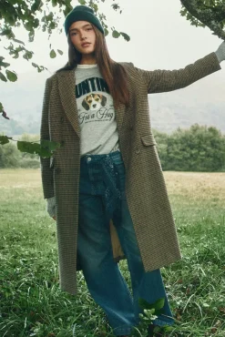 Abrigo largo cuadros doble abotonadura