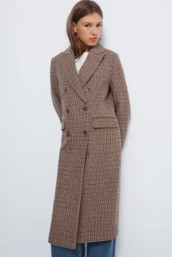 Abrigo largo cuadros doble abotonadura
