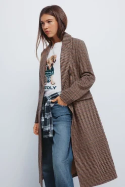 Abrigo largo cuadros doble abotonadura