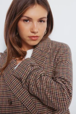 Abrigo largo cuadros doble abotonadura