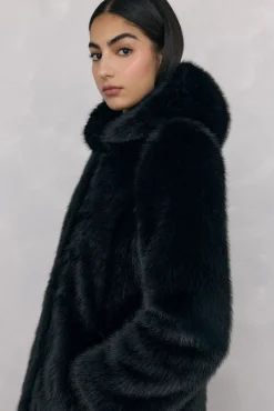 Abrigo largo de efecto pelo