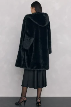 Abrigo largo de efecto pelo