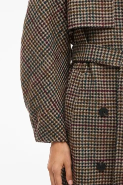 Abrigo largo de lana con cuadros