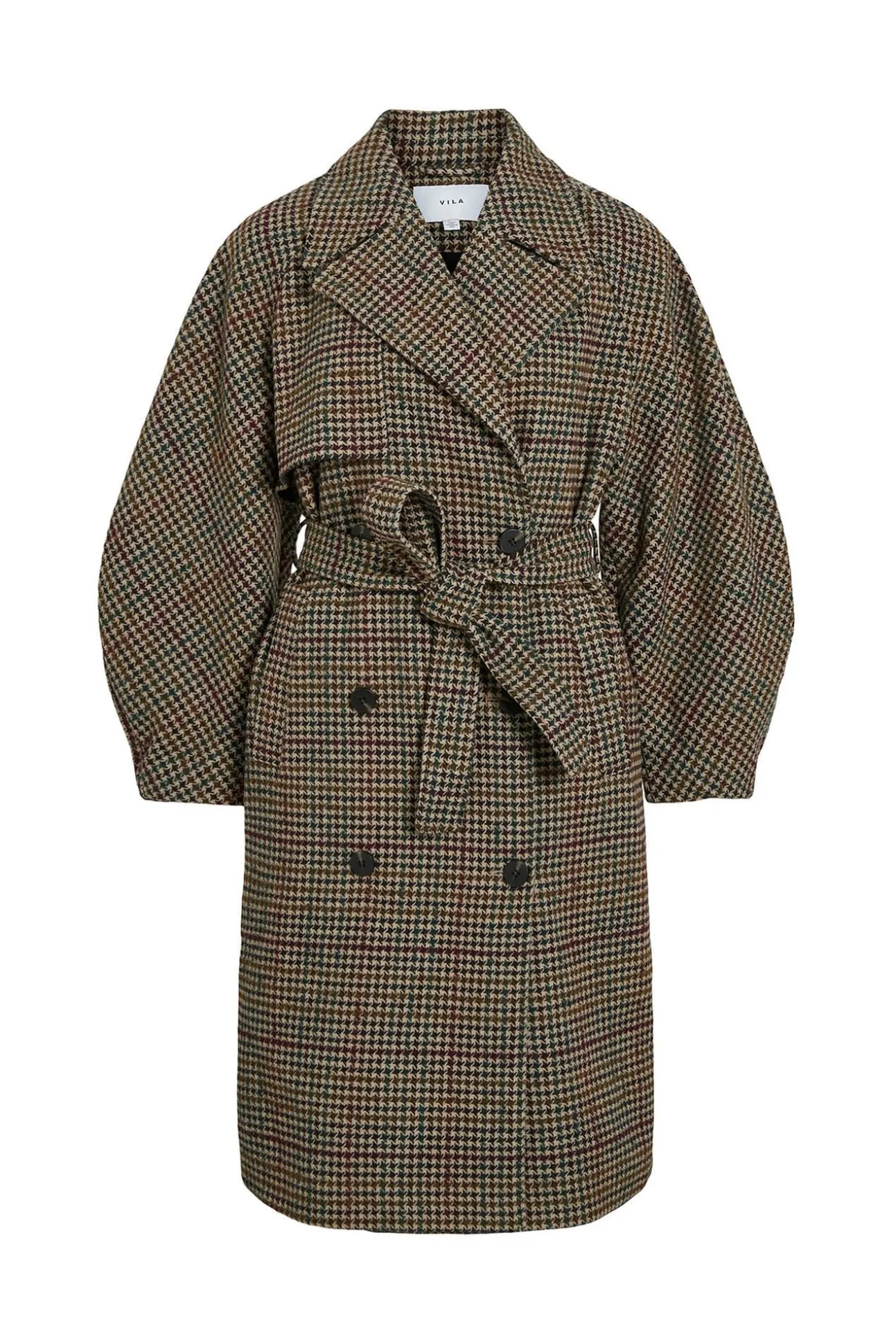 Abrigo largo de lana con cuadros