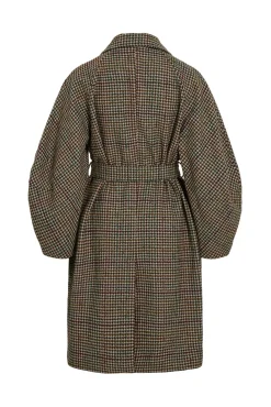 Abrigo largo de lana con cuadros
