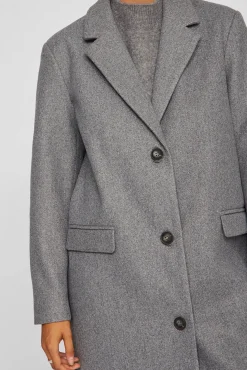 Abrigo largo de paño con solapas