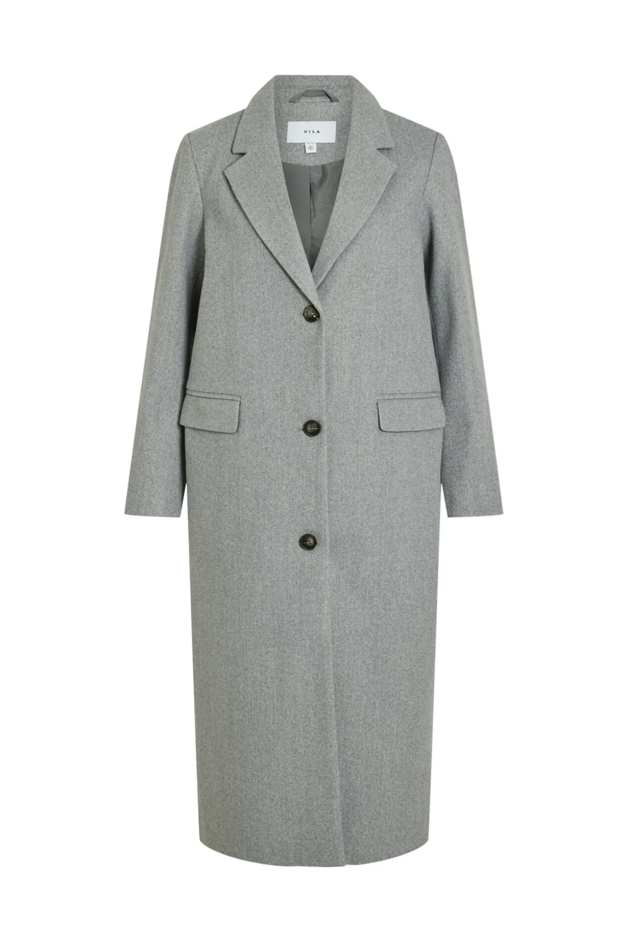 Abrigo largo de paño con solapas