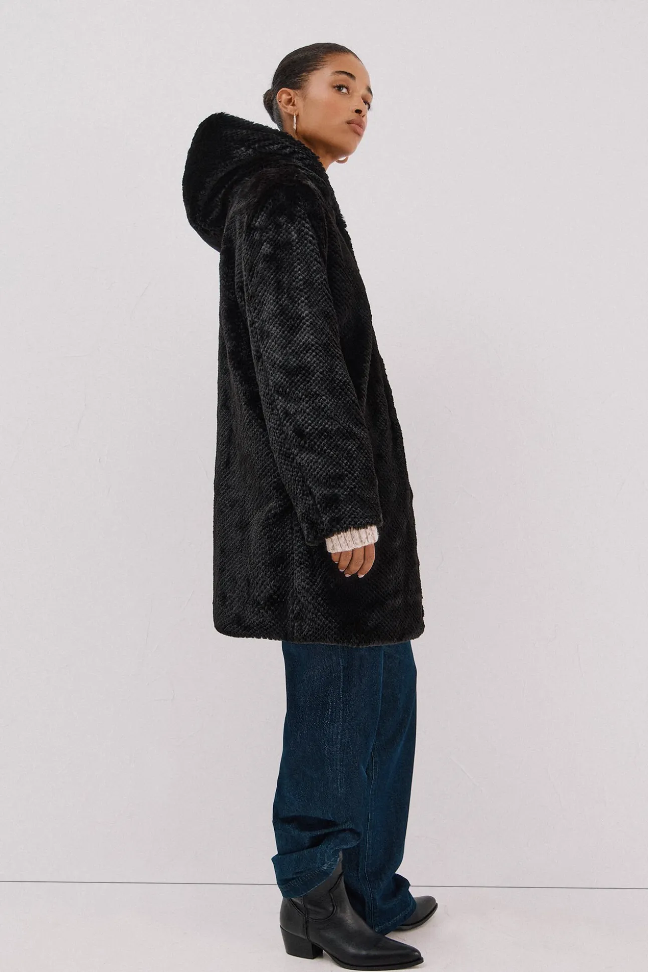 Abrigo largo reversible efecto pelo