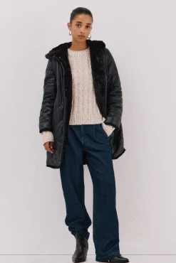 Abrigo largo reversible efecto pelo