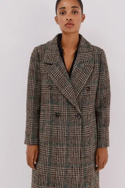 Abrigo largo tejido cuadros