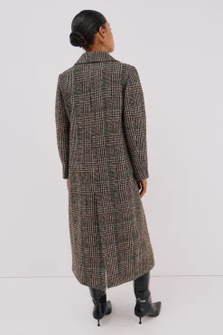 Abrigo largo tejido cuadros