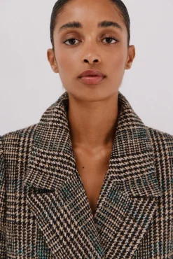 Abrigo largo tejido cuadros