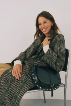 Abrigo largo tejido cuadros