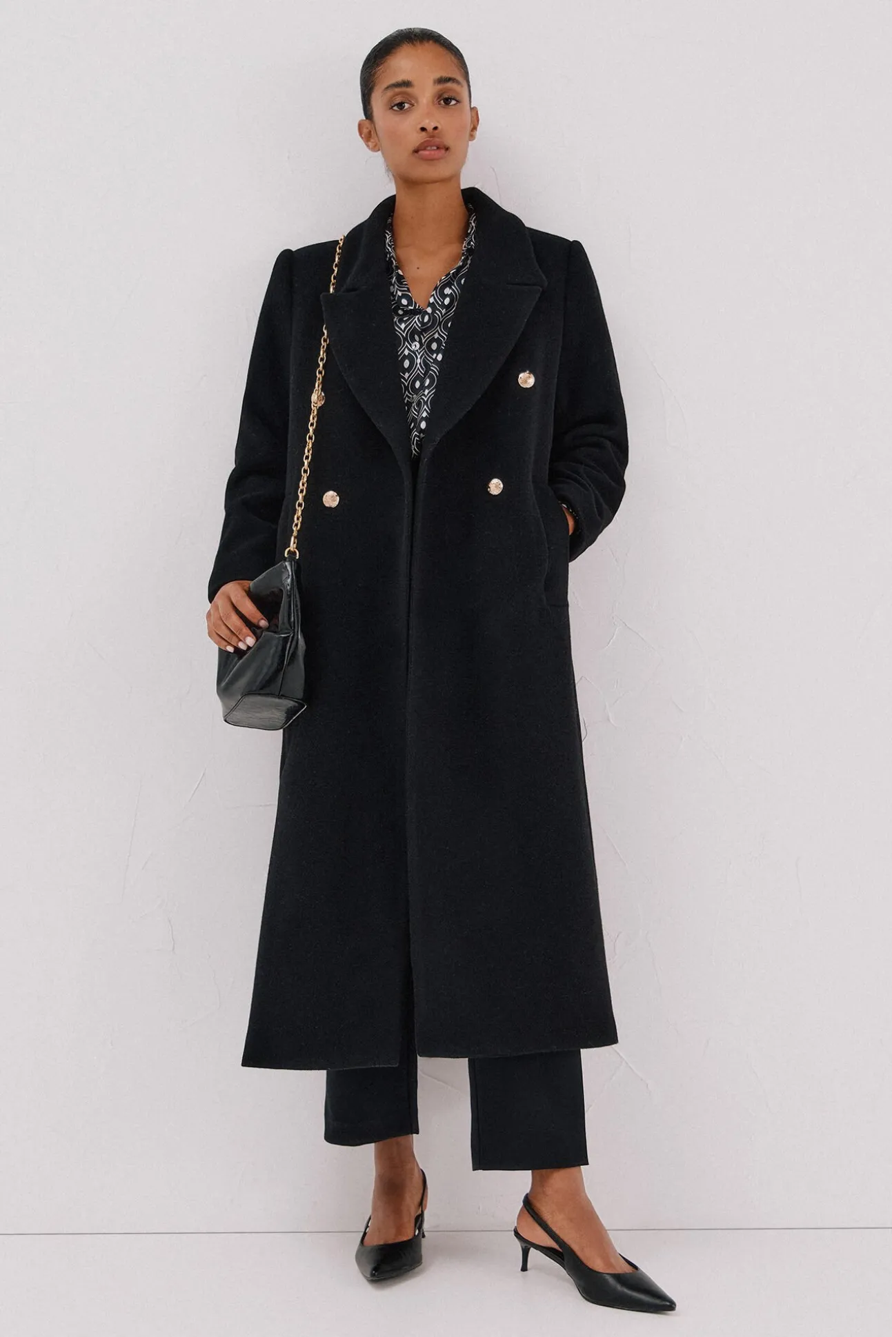 Abrigo largo tejido italiano