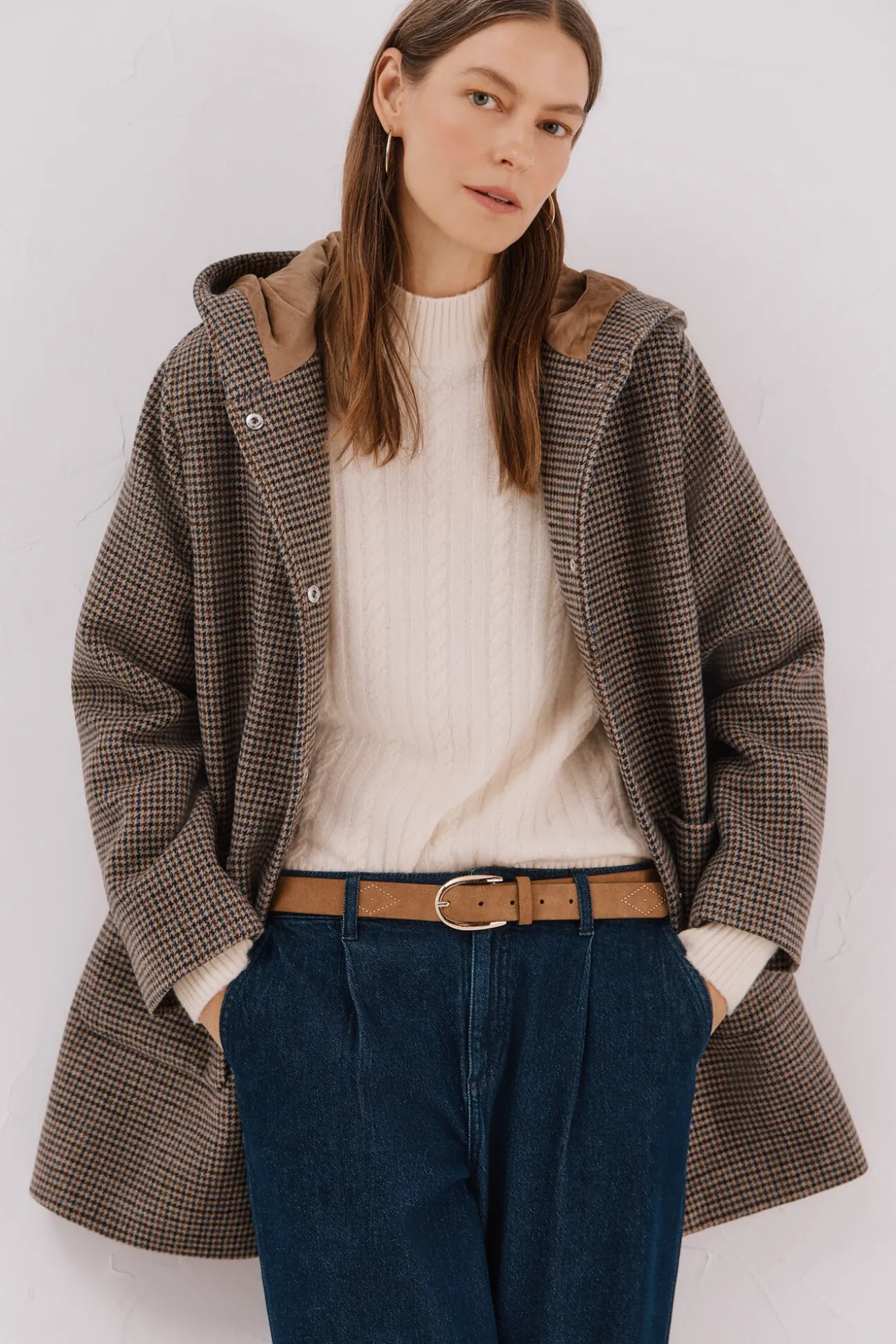 Abrigo paño capucha