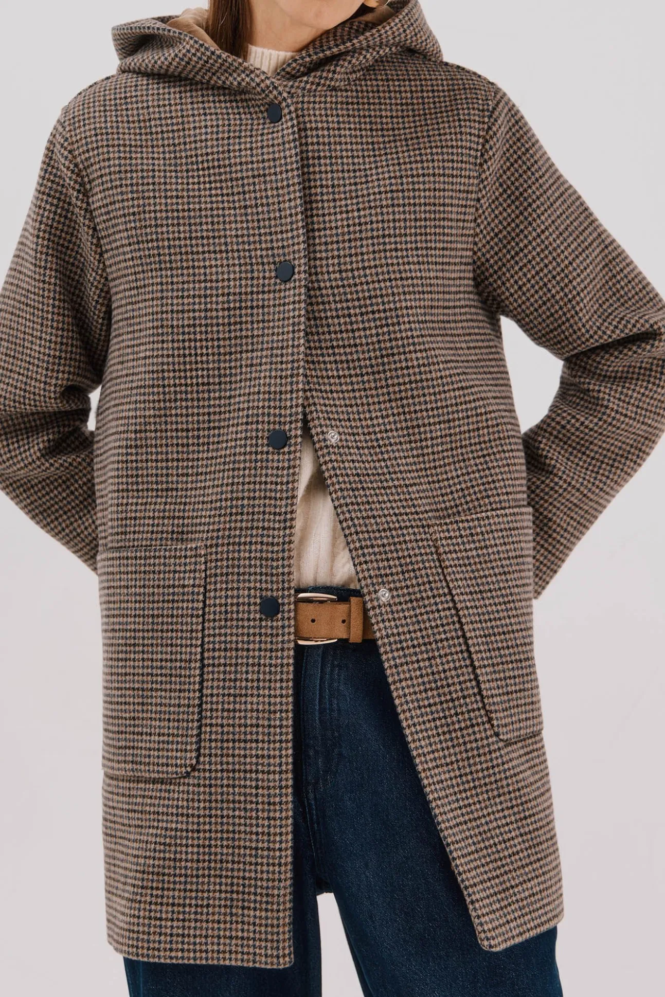 Abrigo paño capucha