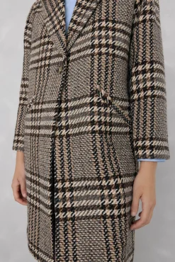 Abrigo recto tejido cuadros