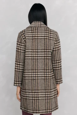 Abrigo recto tejido cuadros