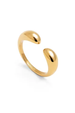 Anillo Doble Gota Acero Baño Oro