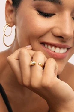 Anillo Doble Gota Spark Baño Oro