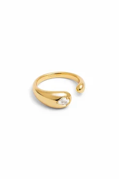 Anillo Doble Gota Spark Baño Oro