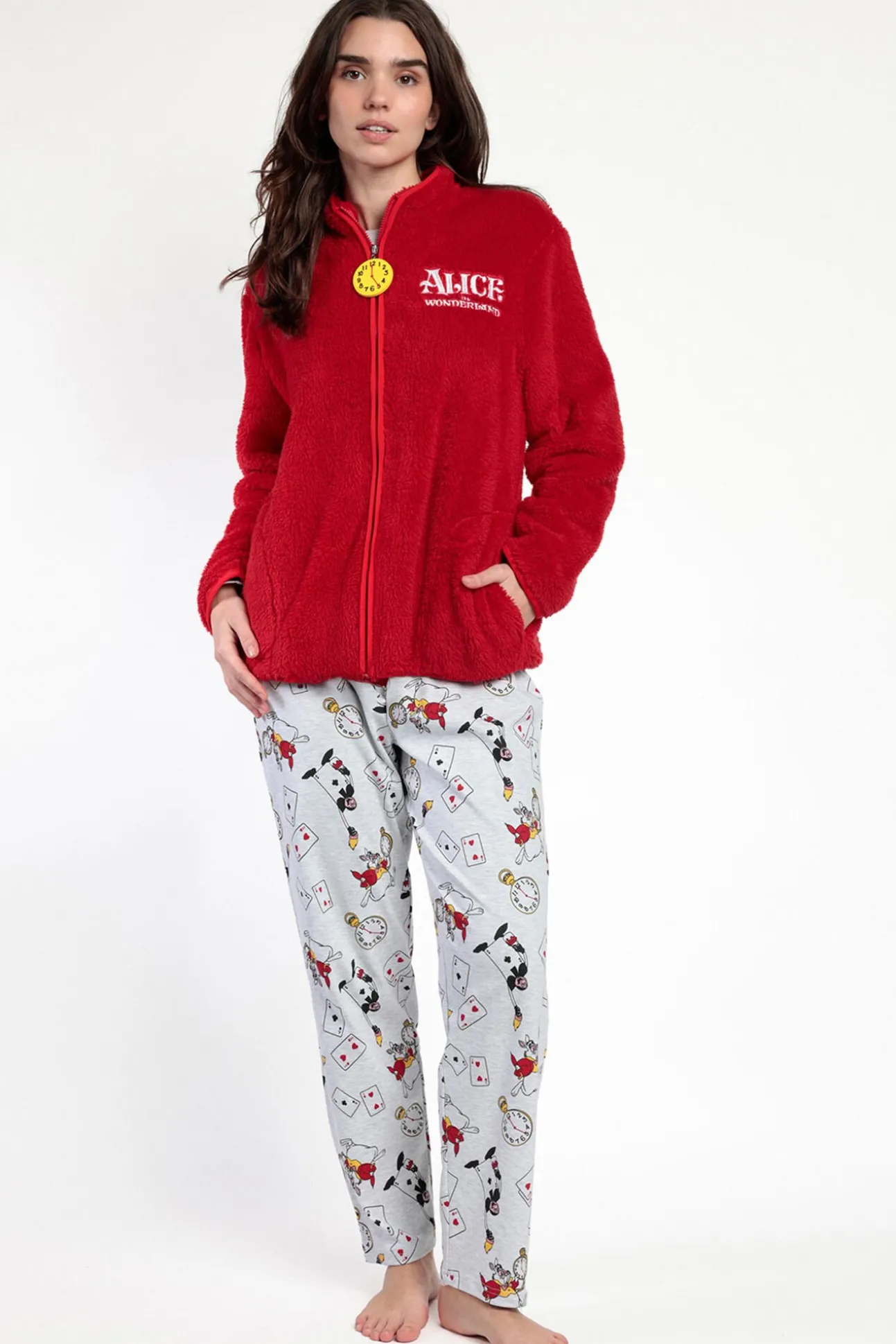 Bata corta borrego Alicia Wonderland para mujer