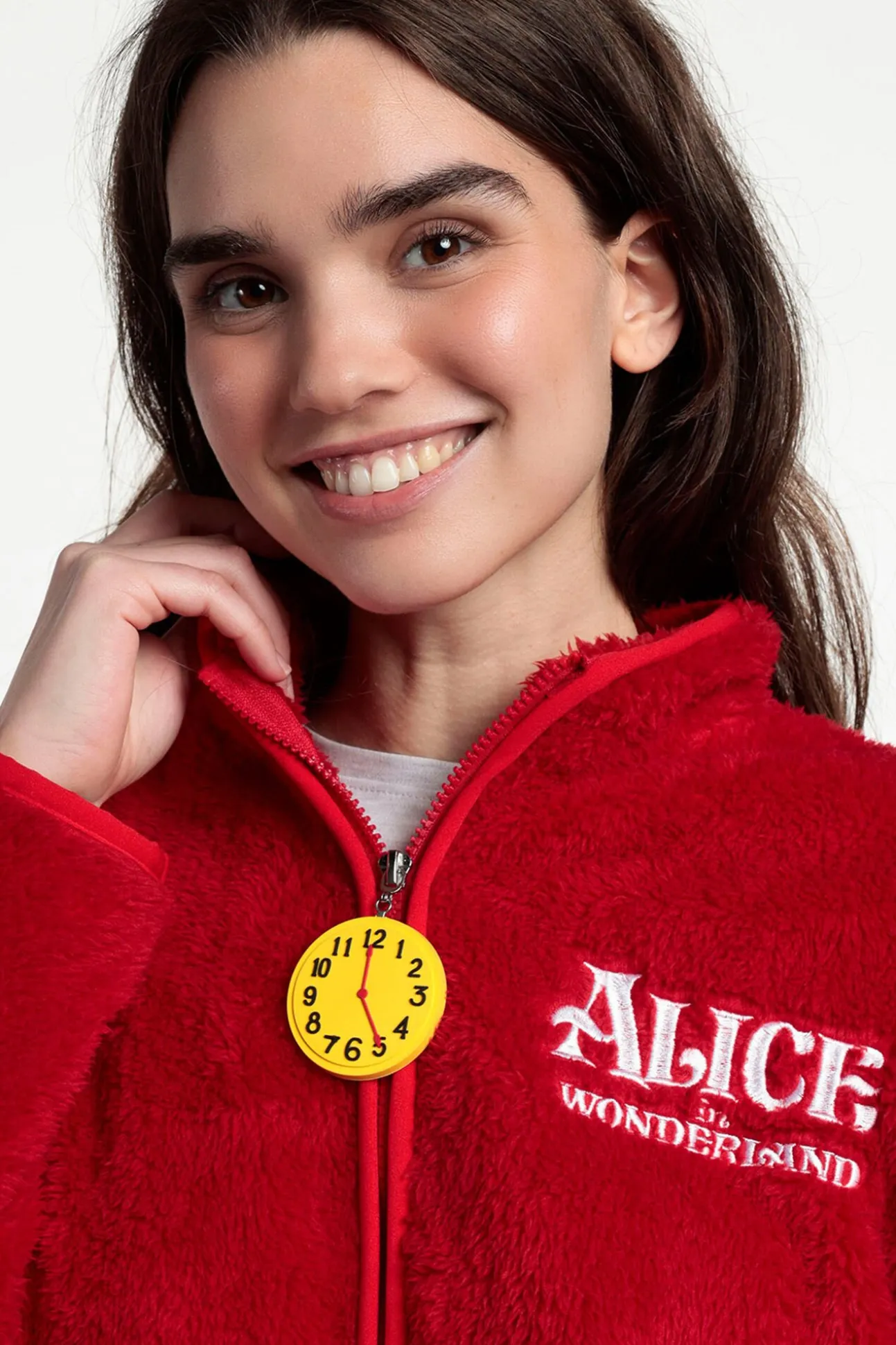 Bata corta borrego Alicia Wonderland para mujer