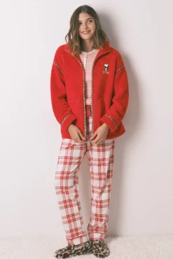 Bata corta borreguito rojo bordado Snoopy