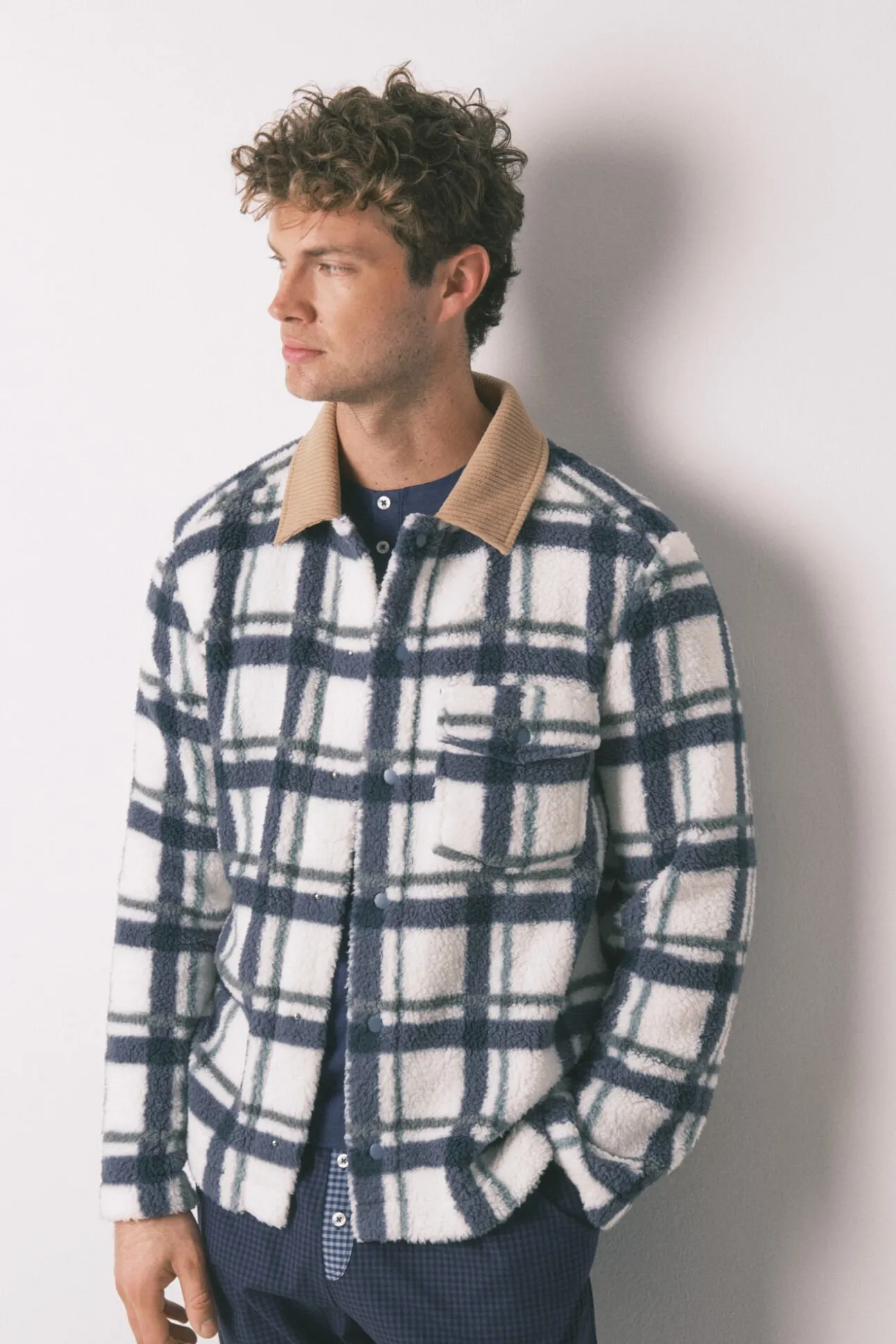 Bata corta hombre borreguito cuadros