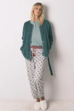 Bata corta tejido borreguito verde