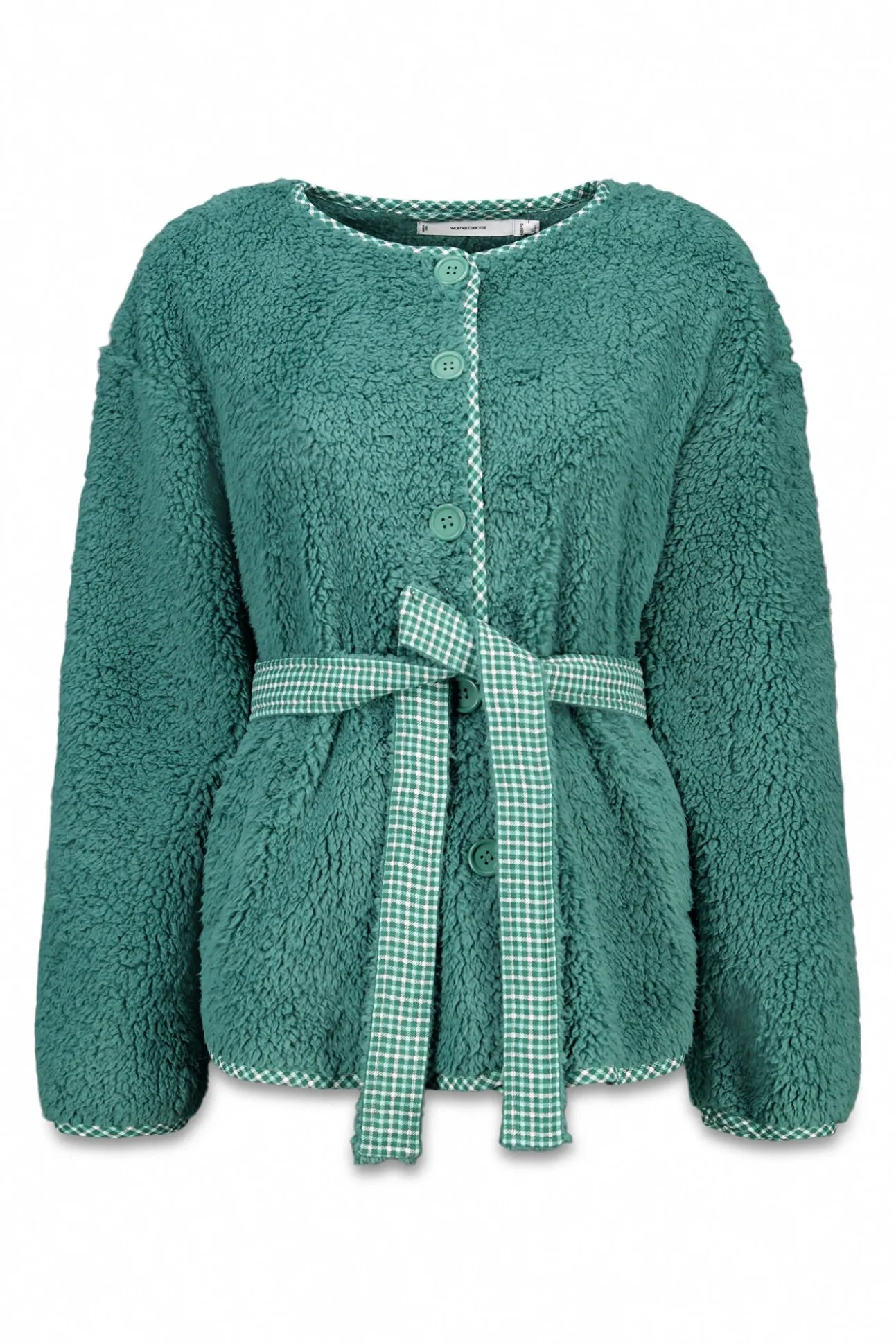 Bata corta tejido borreguito verde